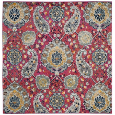 Safavieh 4 x 4 ft. Madison Power Loomed Square Area Rug Fuchsia & Gold MAD600A-4SQ
